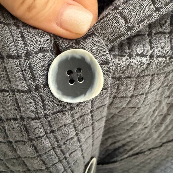 HABITAT Women's L Double Face Windowpane Relaxed Jacket Artsy Lagenlook Gray Blk - Picture 11 of 16